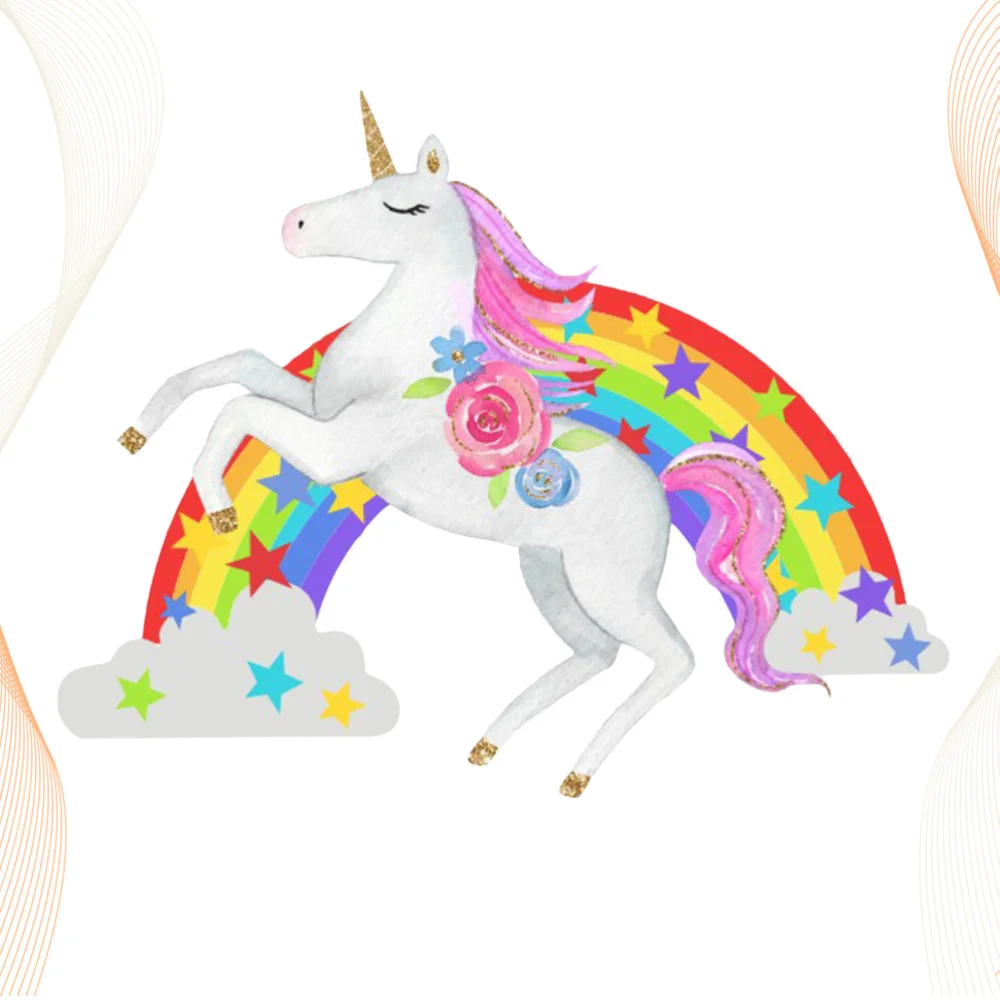 Rainbow Unicorn Wall Sticker Adorable Wallpaper Charming Decal Decorative for Living Room Home Bedroom | Дом и сад
