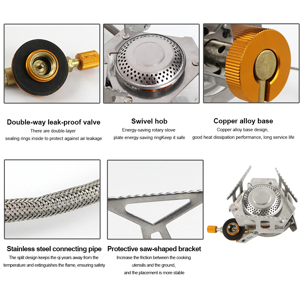 

3500w Outdoor Gas Stove Burner With Adapter Electronic Portable Foldable Split Camping Equipment BBQ Picnic Cooking Cooker