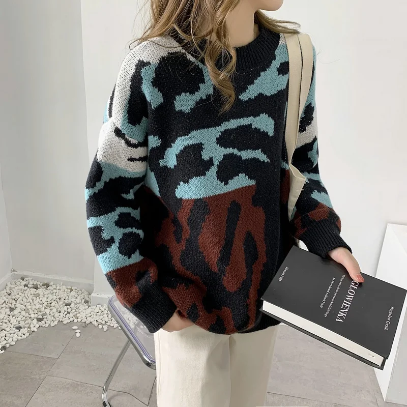 

Pullover Women's Knitted Sweater Harajuku Loose Pullover Oversized Woman Sweaters Loose