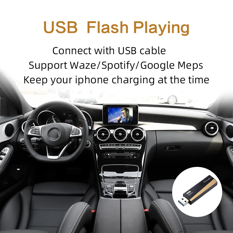 Sinairyu Wifi беспроводной Carplay Mercedes C Class w205 NTG 5 1 2 Apple Car Play iOS13/Android видео плеер адаптер
