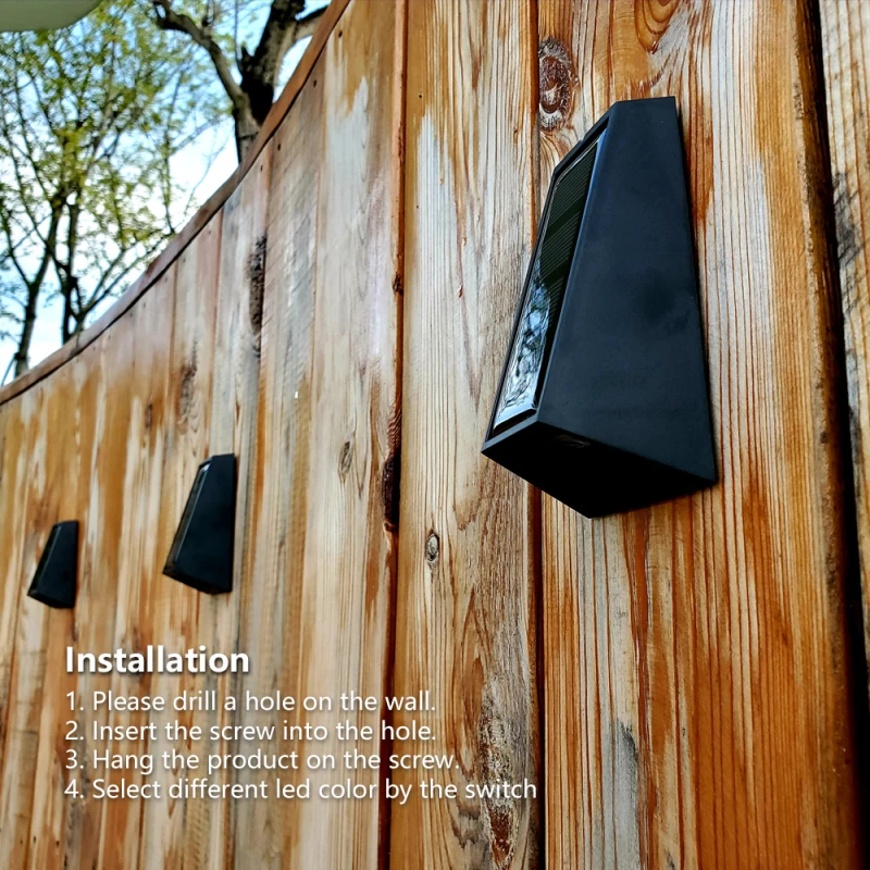 

RGB LED Solar Lamps Waterproof Outdoor Wall Lamp Up And Down Garden Decorative Street Lamps Security Lights Home Stair Lamp