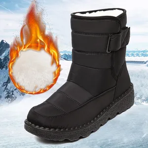 Winter Waterproof Snow Boots Women Fur Plush Thicken Warm Shoes Women's  Mid Calf Boots Non Slip Cotton Padded Shoes Plus Size