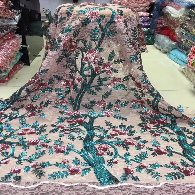 2019 зеленая Последняя французская нигерийская кружевная ткань