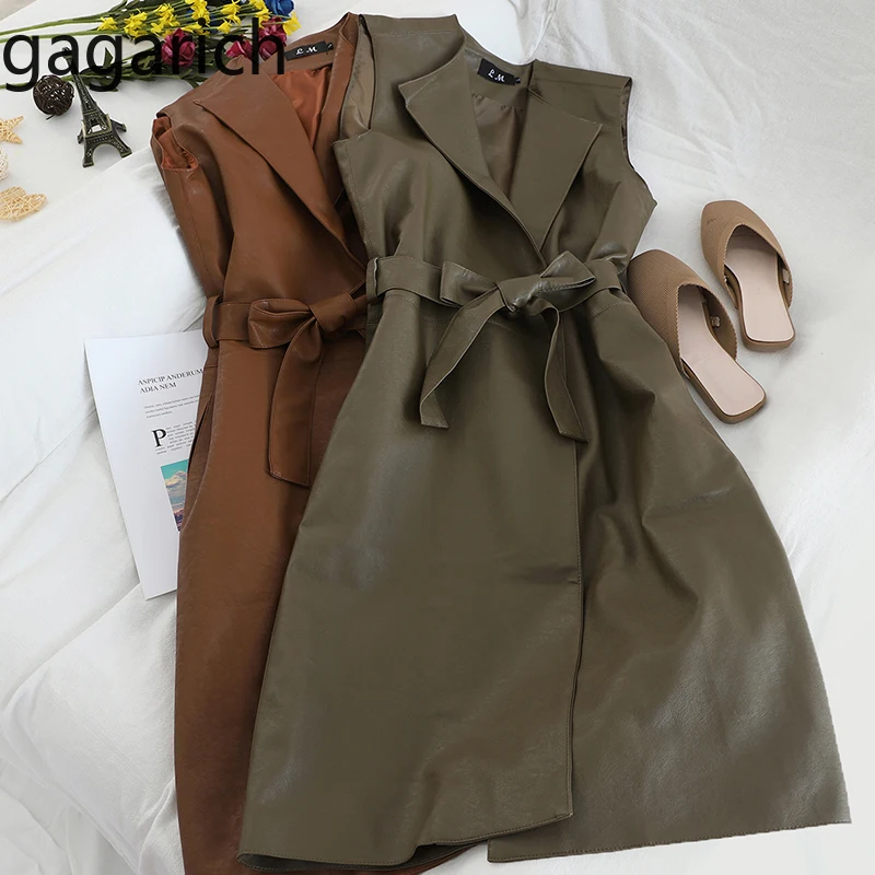 Gagarich женские жилеты без рукавов средней длины с поясом на талии женский