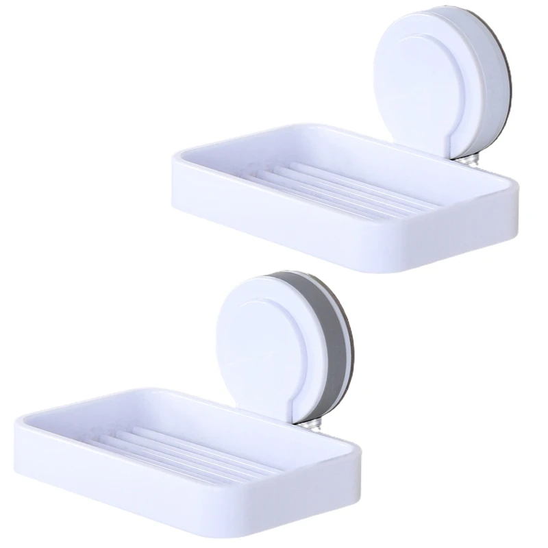 

Shower Soap Dish with Strong Suction Cup Wall Mount Soap Tray Sponge Holder Box N1HF