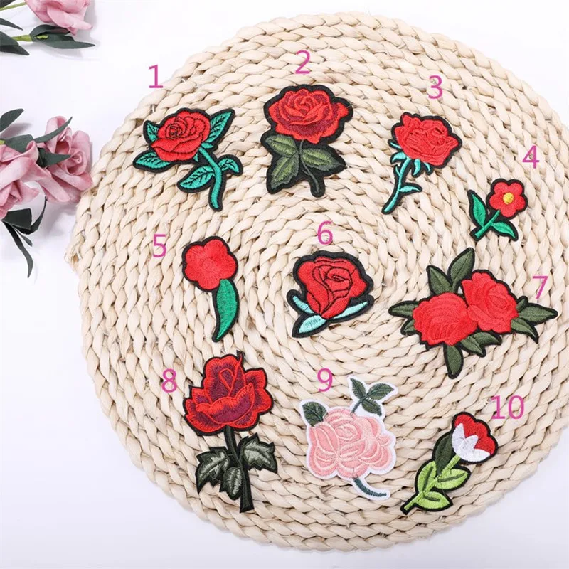 1 шт. Новое поступление нашивки в виде цветков розы аппликация для вышивки одежды