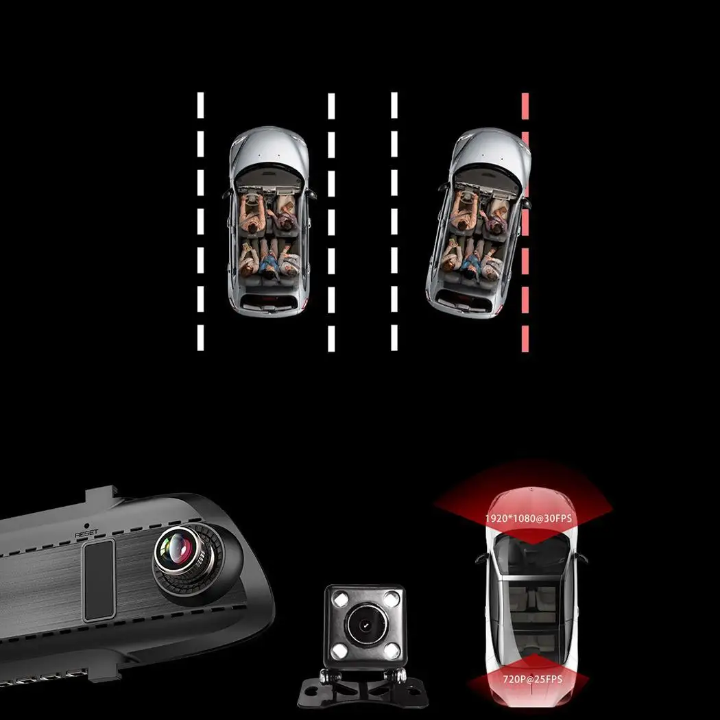 General Gravity Sensing HD Front Rear Double Lens Car JPG Driving M-JPEG Micro USB Type-C up to 32G Recorder |