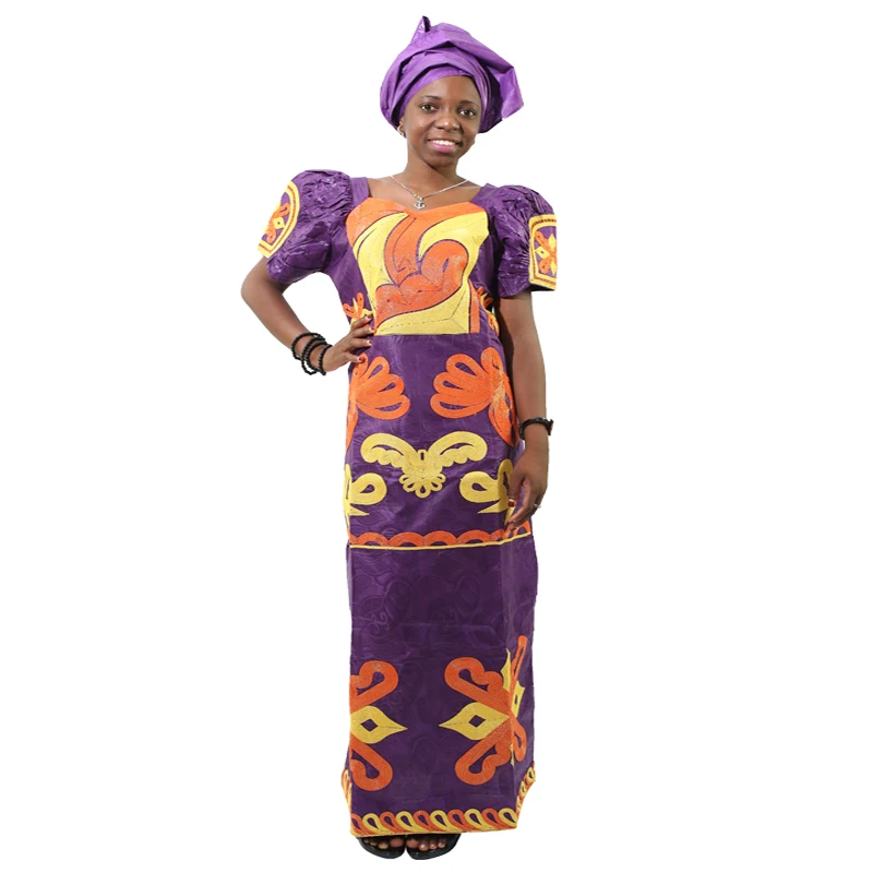 MD bazin dashiki women dress african style long dress with headwrap gold embroidery kanga dresses south africa lady clothes