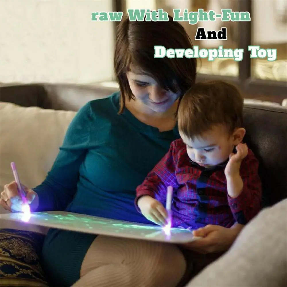 

Magic Luminous Drawing Board Draw With Light-Fun Sketchpad Board Fluorescent Pen Developing Toy Big Pack 1Pen / Set Play Toys