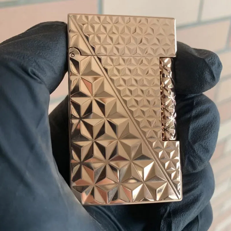 Новая Винтажная яркая звуковая газовая зажигалка dupont, ветрозащитная медная Зажигалка для сигарет - Цвет: Rose Gold