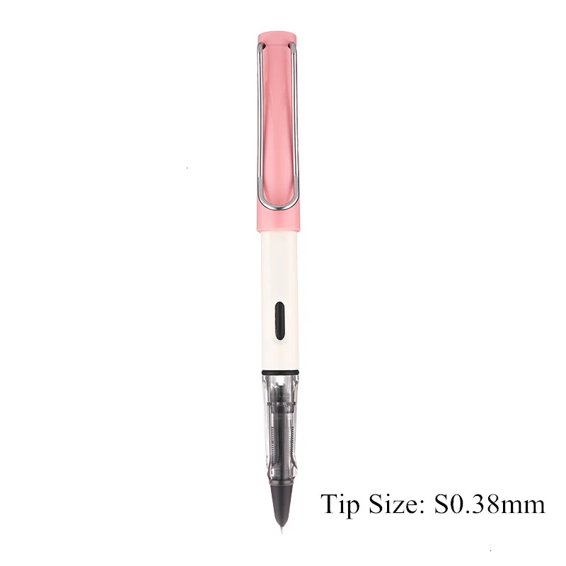 Pink-S0.38mm 0,38/0,5 мм Высококачественная цветная пластиковая перьевая ручка, чернильные ручки для каллиграфии, Подарочные офисные канцелярские принадлежности 03930 - Цвет: Pink-S0.38mm