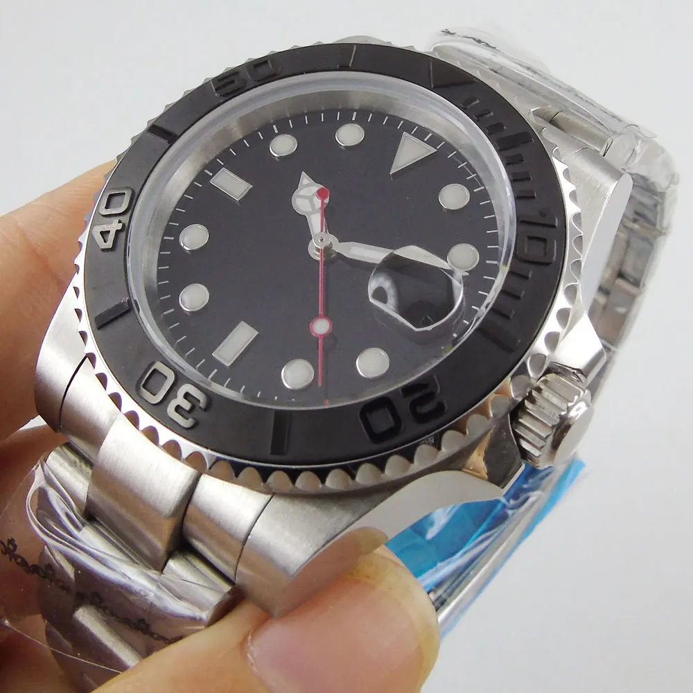 

Мужские часы с черным циферблатом, сапфировым стеклом и керамической рамкой NH35A MIYOTA 8215, мужские часы с автоматическим перемещением, 40 мм