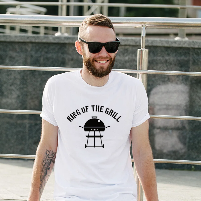 

New Coming BBQ King Of The Grill Customized Graphic T Shirt Hip hop Printing TShirts Cute Fitness Tight T-Shirts For Boys