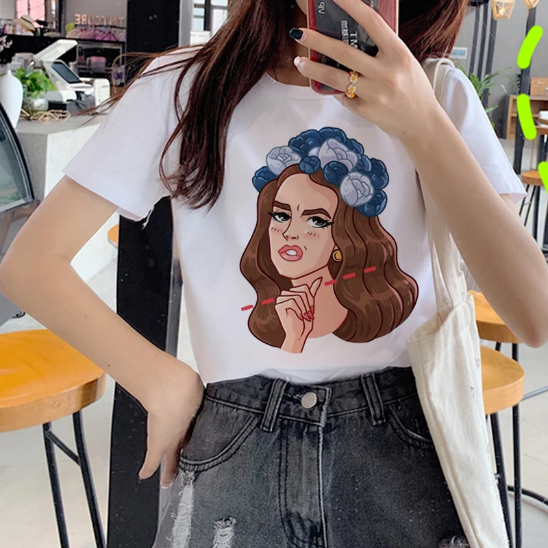 

2021 New Fashion Women Funny 90s Graphic Aesthetic Tshirt Lana Del Rey Harajuku Ullzang TShirt Top Tees Female Cute Clothes