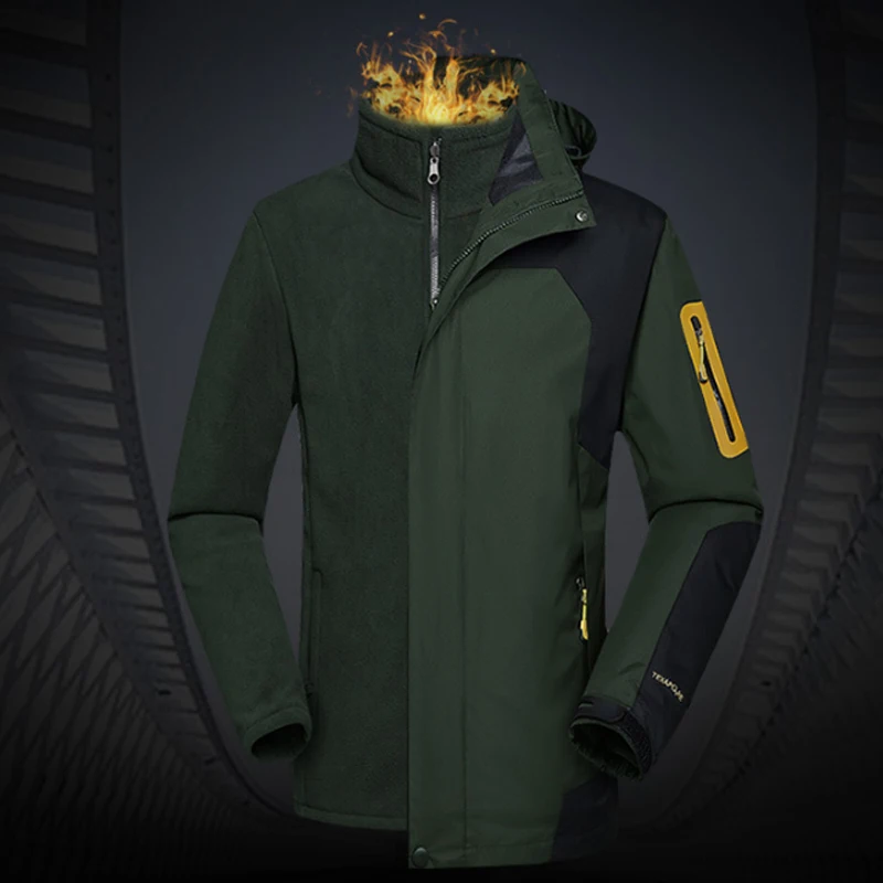 Waterproof Warm Two-in-one Jackets Camping Climbing Skiing Hiking Outdoor Couple Coat Quality Sports Windbreaker Winter Autumn