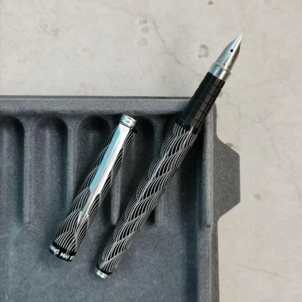 Шанхай перьевая ручка чернильная аэрометрическая волнистый узор серебряный