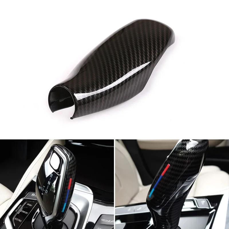 

Carbon Texture Gear Head Shift-Knob Cover Gear Shift Handbrake Grip Case Shell For BMW 5 6 7 Ser G30 G32 G11 G12 X3 G01 X4 G02