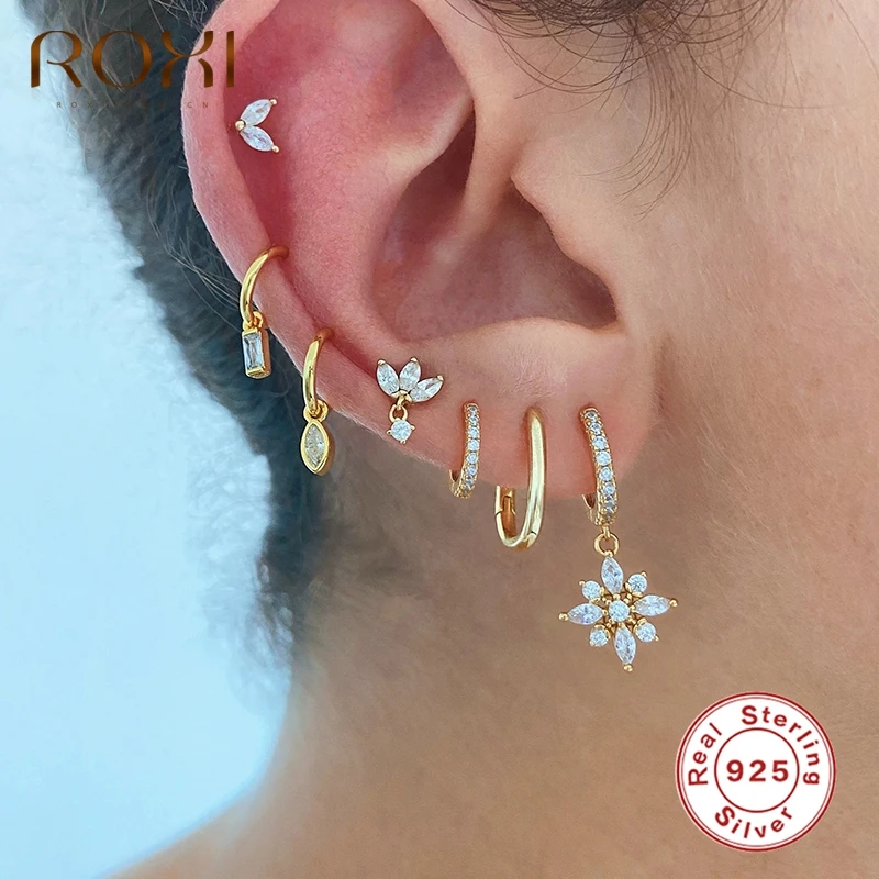 Женские серьги-кольца ROXI в богемном стиле с блестящими снежинками свадебные