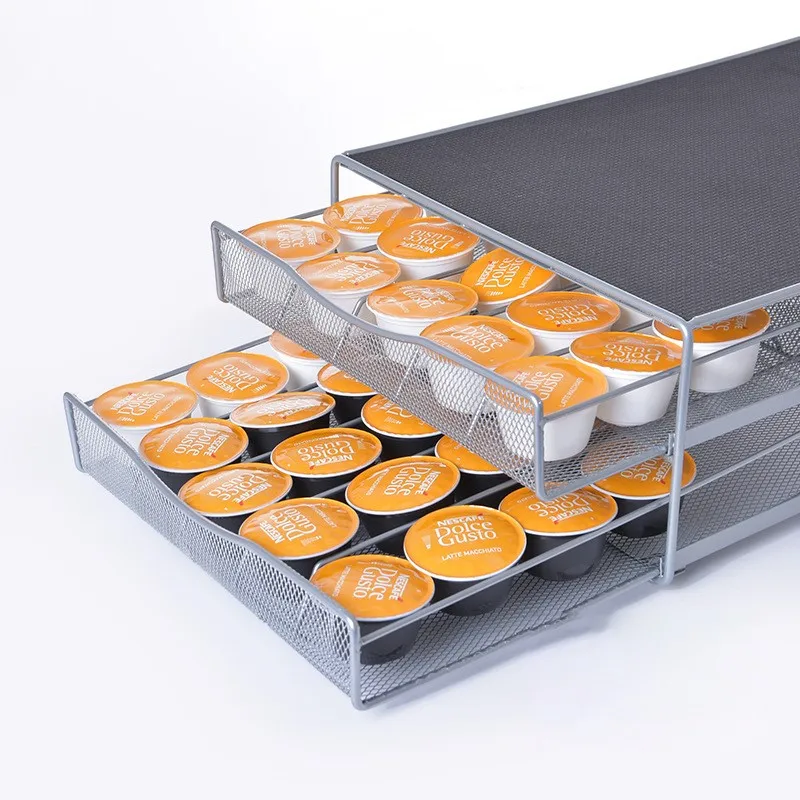 

Storage 72PCS Dolce Gusto Rack Space Saving Coffee Capsule Display Rack Coffee Pods Metal Holder Large-Capacity Coffee Shelves