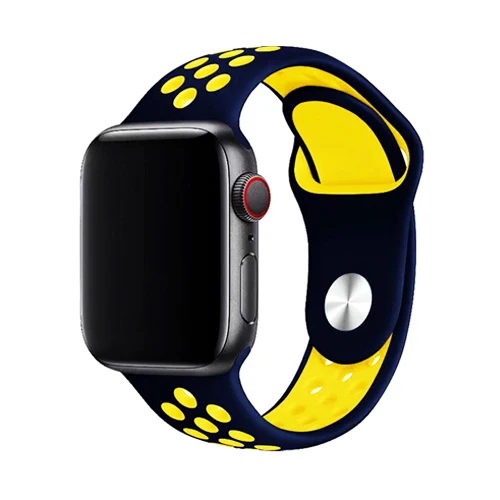 dark blue yellow Спортивный ремешок для часов для apple watch группа 4 5 44 мм 40 мм, 42 мм, 38 мм, версия наручных часов iwatch, браслет series 5/4/3/2/1 силиконовый ремешок для часов с резиновой лентой - Цвет ремешка: dark blue yellow