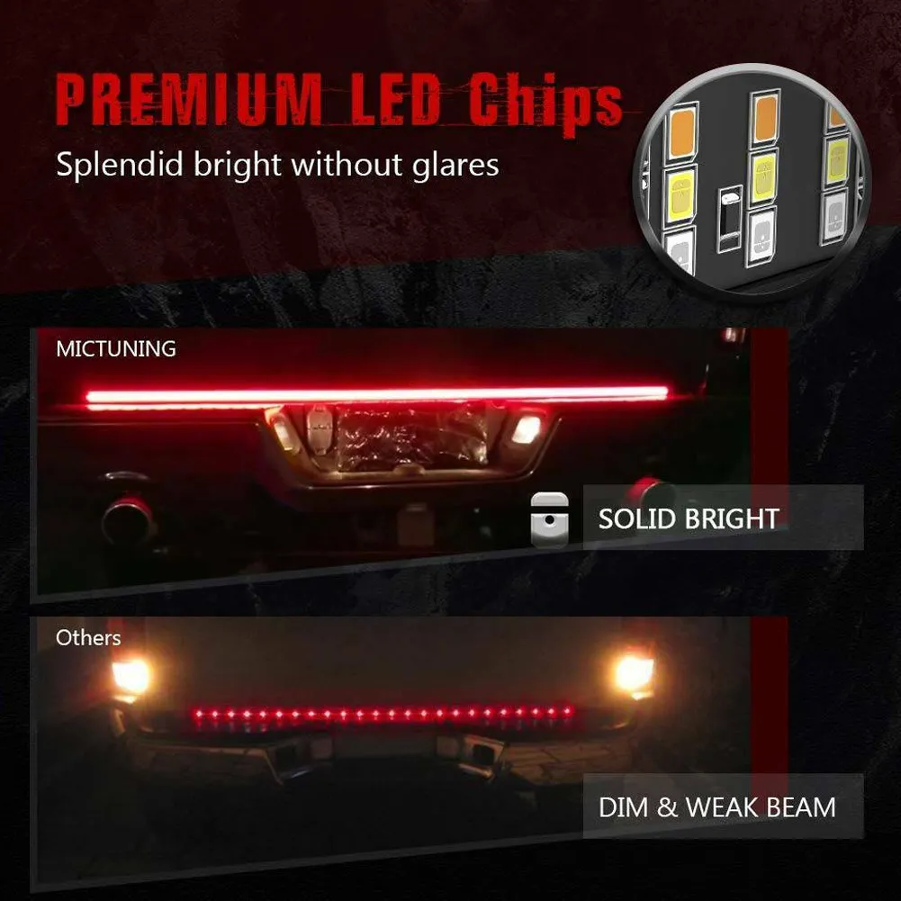 

Triple 432 LED Tail Light Bar 60inch Reverse Brake Stop Turn Signal Lamps F-Best