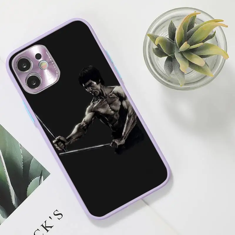 

Bruce Lee Kungfu Taekwondo Phone Case For iPhone 12 11 Mini Pro XR XS Max 7 8 Plus X Matte transparent Purple Back Cover