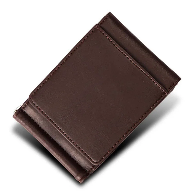 Мужской кожаный кошелек в три сложения с зажимом для денег отделениями