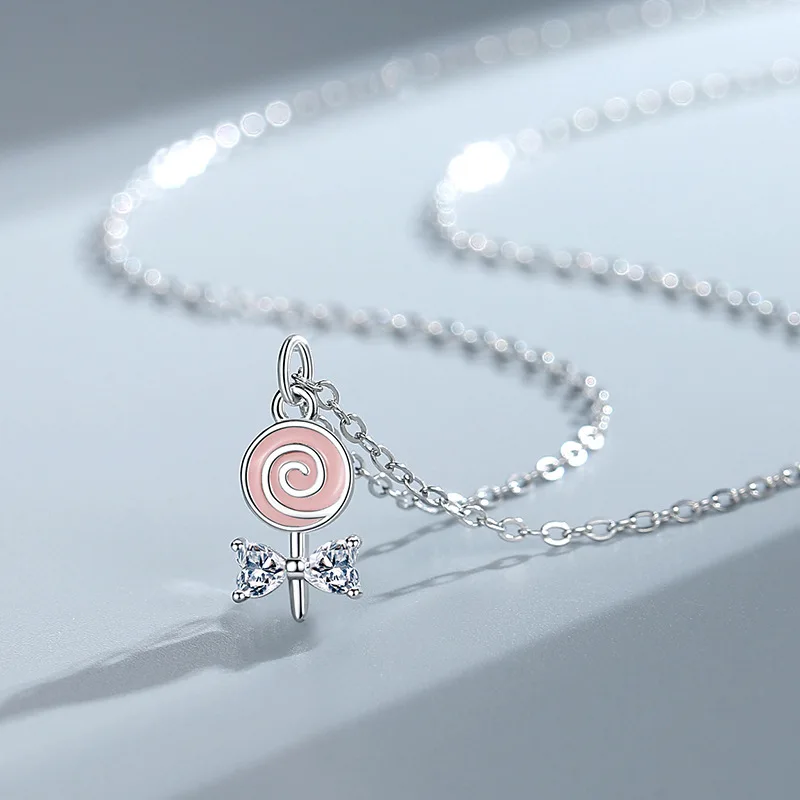 

New hot selling women's sterling silver lollipop pendant creative sweet necklace fashion trend jewelry gift XL608