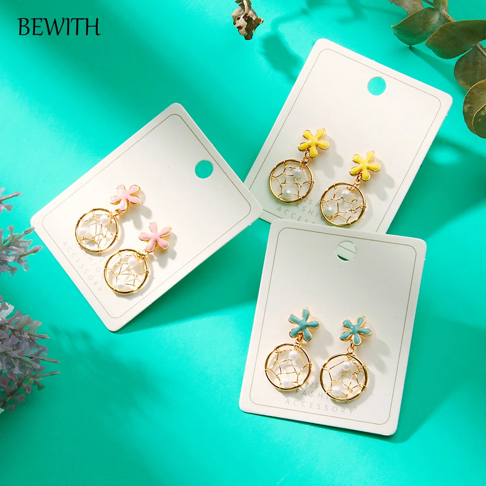 Красочные современные мини серьги Ловец снов ручной работы ювелирные изделия с