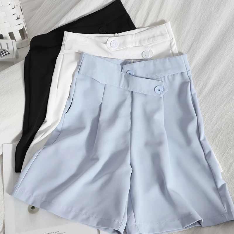 

2021 High Waist Shorts Sashes Belted Shorts Women Loose Pockets Spring Summer Casual Streetwear Fashion