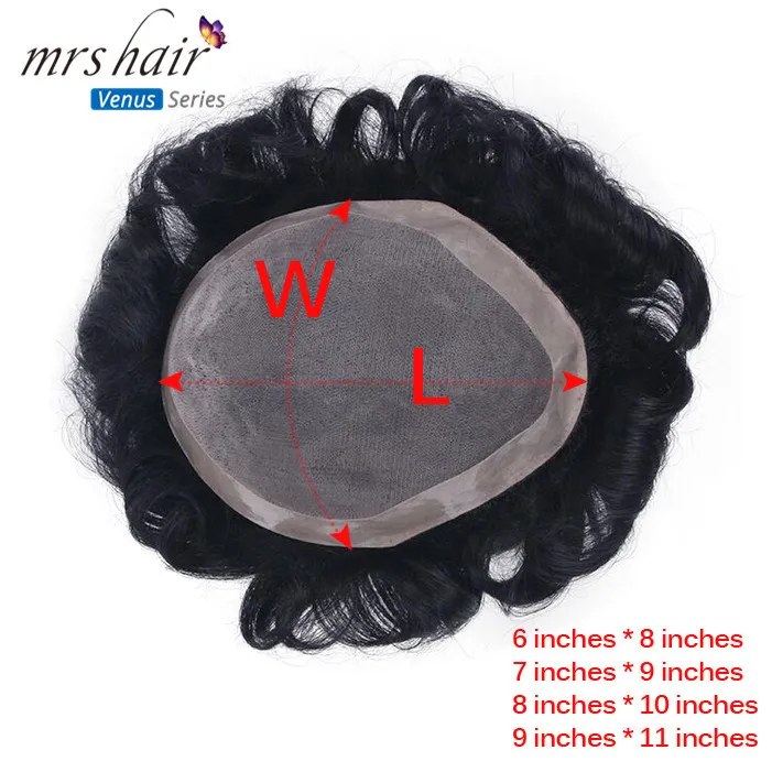 MRS HAIR мужской парик Remy человеческие волосы кружева Тонкий ПУ заменить мужчин t система Toupees мужские волосы парики