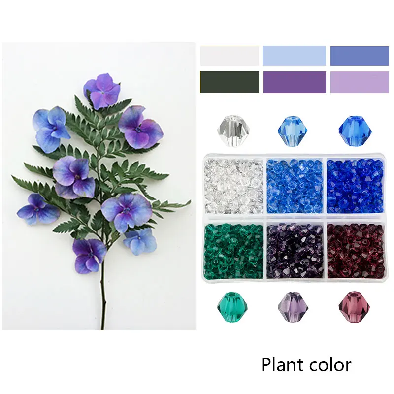 Plant color 600 шт 4 мм стеклянные двухконусные бусины кристаллические граненые бусины Австрия 5238 бисер вышивка для изготовления ювелирных изделий лучшие продажи цветов - Цвет: Plant color