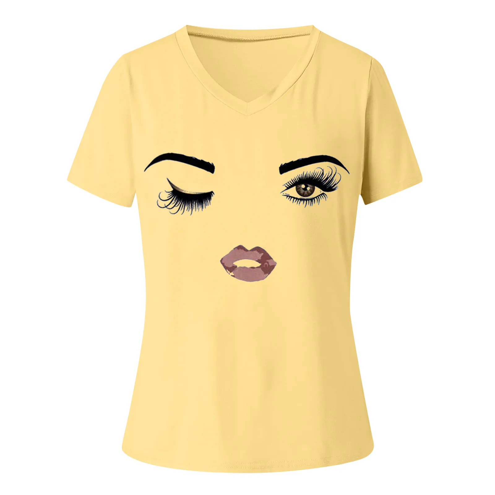 

Summer Fashion Tops For Women's T-shirt Short Sleeve Kawaii Cartoons Printed V-Neck Plus Size Casual Ladies Clothes T-Shirts