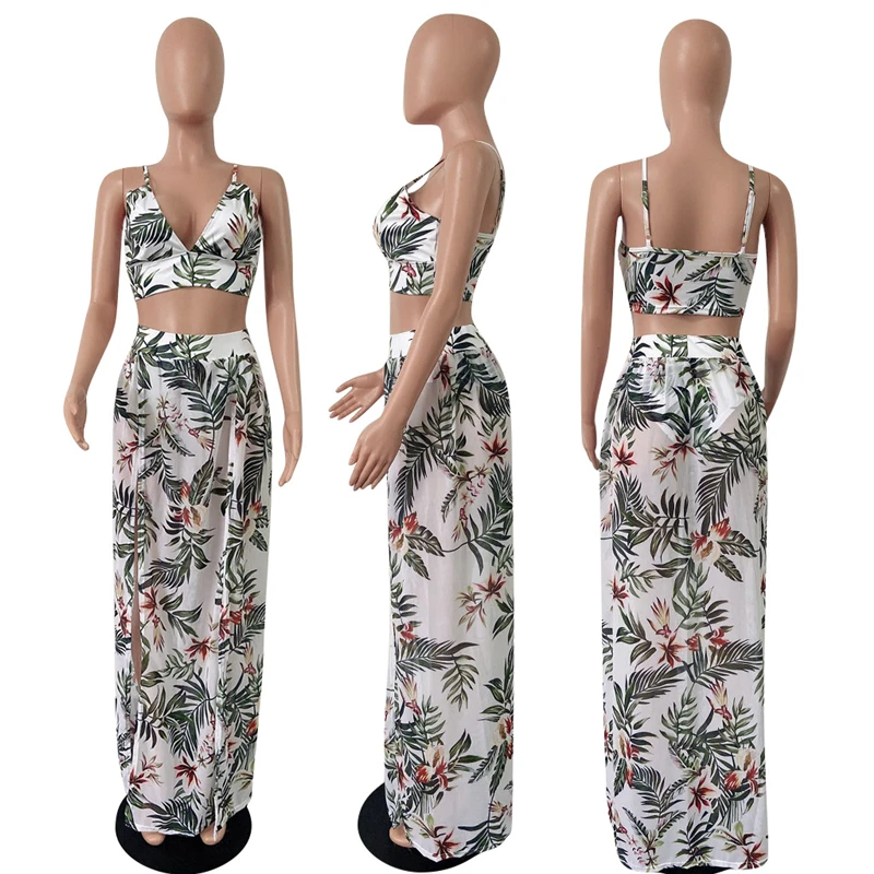 Женский пляжный костюм Adogirl комплект из двух предметов с цветочным принтом