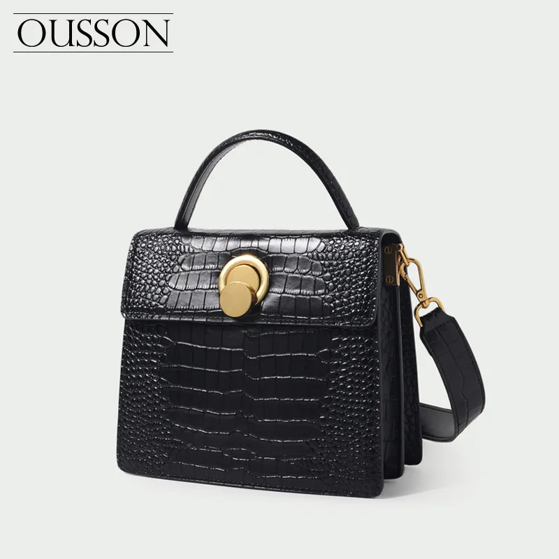 Широкий плечевой ремень! Модная женская сумка с крокодиловым узором сумочка