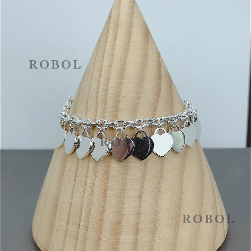 

High Quality Original 925 Sterling Silver Classic Heart Bracelet Multi-color Optional Woman Jewelry Gift Free Shipping