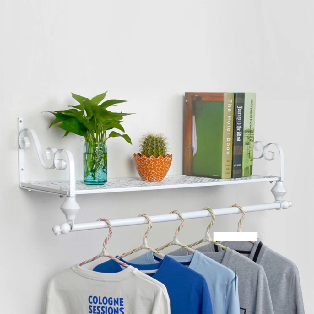 

European Vintage Iron Art Wall Hanging Storage Rack Clothes Rack (Black)