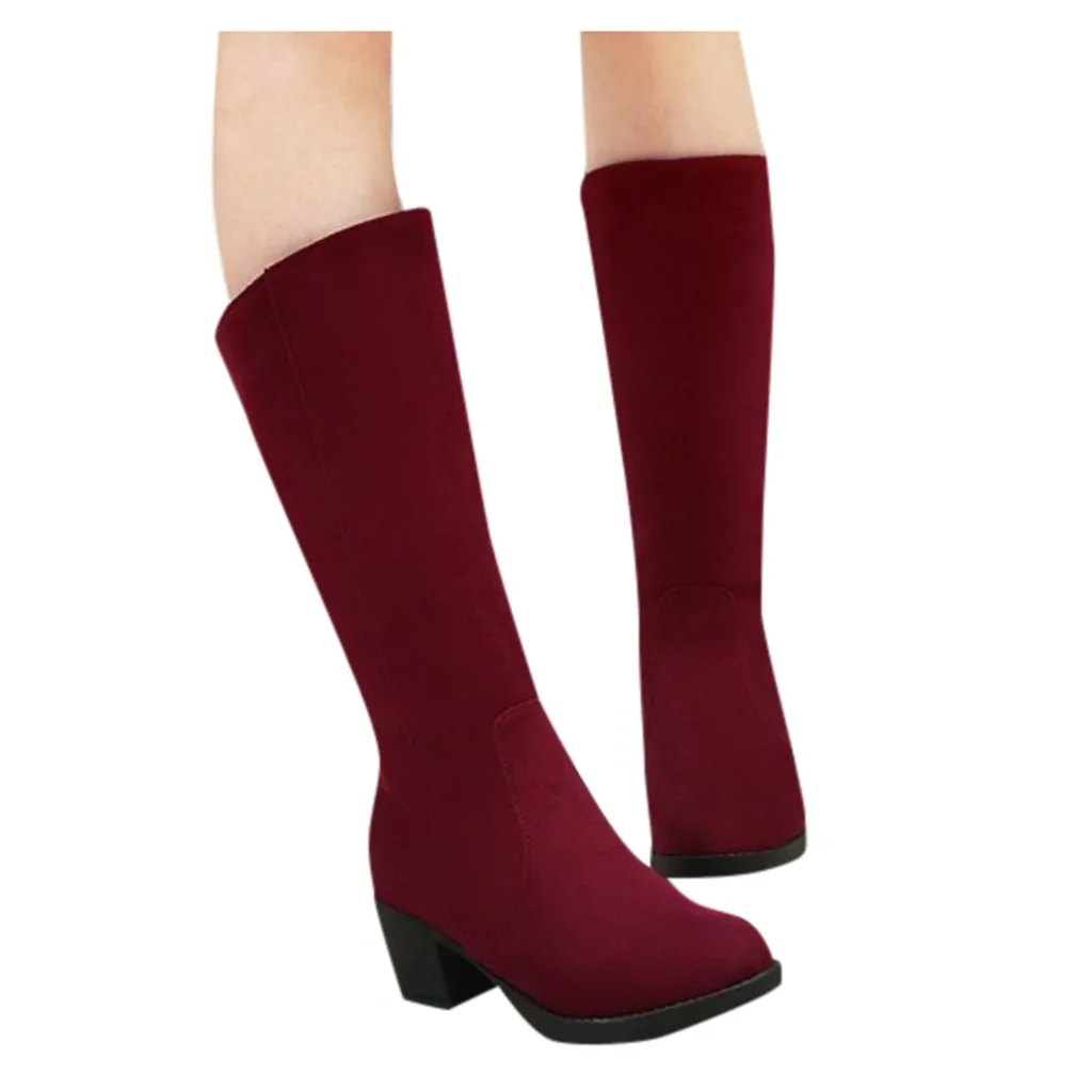 2020 г. Весенне зимние новые женские теплые ботинки на толстом высоком каблуке