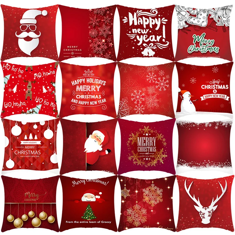 

45x45CM Christmas Pillow Case Christmas Party Home Decor Cushion Cover Sofa Christmas Pillow Case Customizable