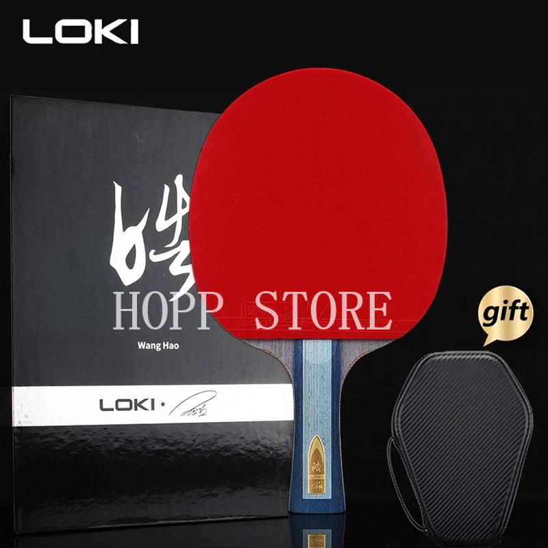 LOKI Wang Hao Commemorative Gold Version Table Tennis Racket 7 Plywood Professional PingPong Bat Ping Pong Paddle with Bag