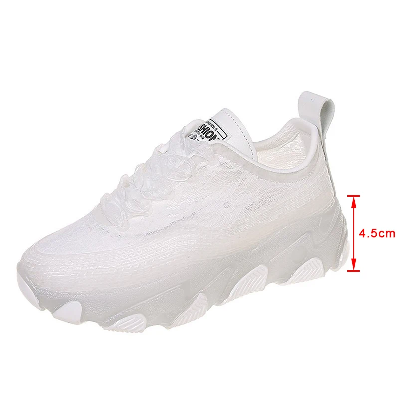 

Women Pumps Summer Lace Breathable Lace Up Thick Bottom Female Footwear Fashion Casual Non Slip Gril's Shoes 2021 New Hot