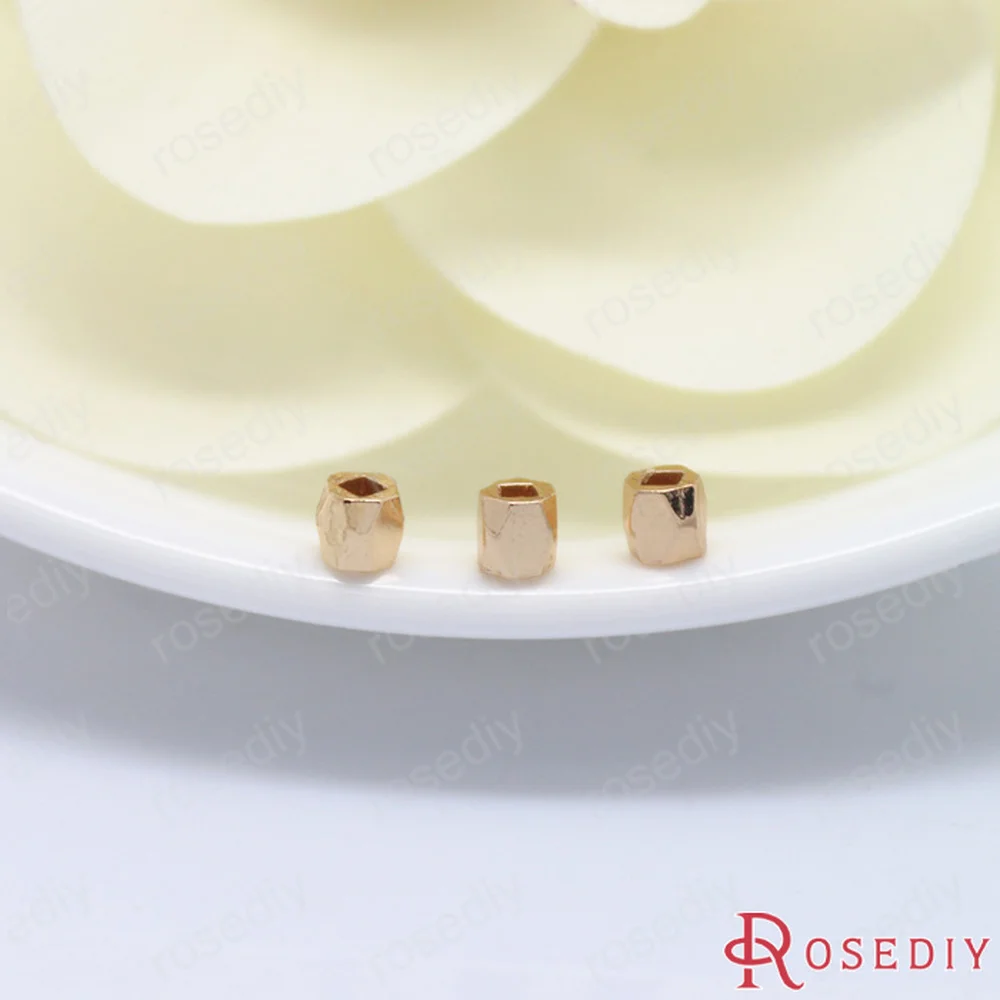 

(D110)10 pieces 3mm hole:1.5mm 24K Champagne Gold Color Plated Brass Square Spacer Beads High Quality Diy Jewelry Accessories