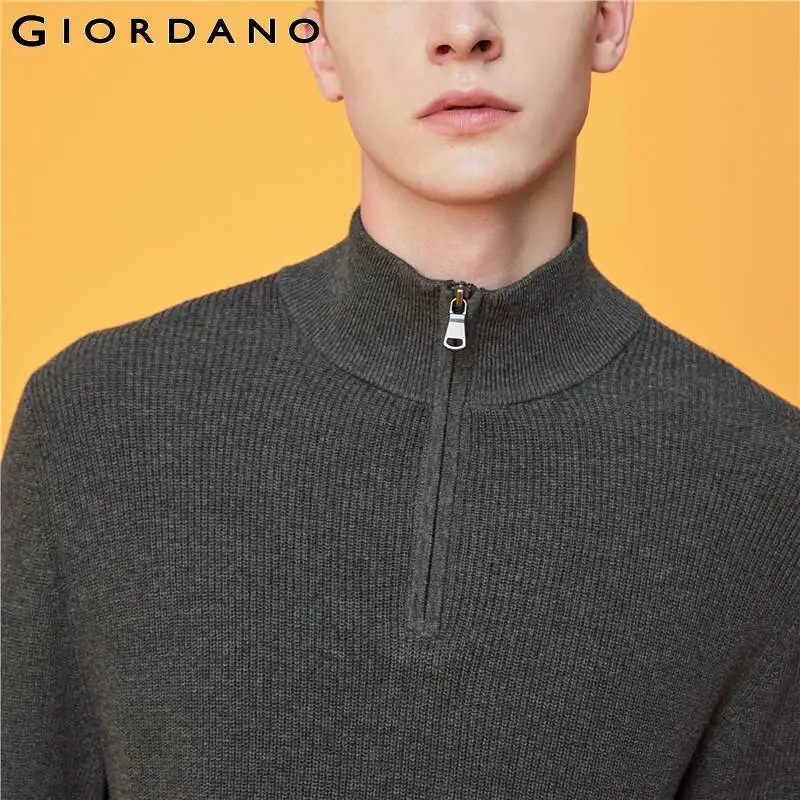 Giordano мужской свитер с высоким воротом на молнии, выполнен в двух цветовых вариантах