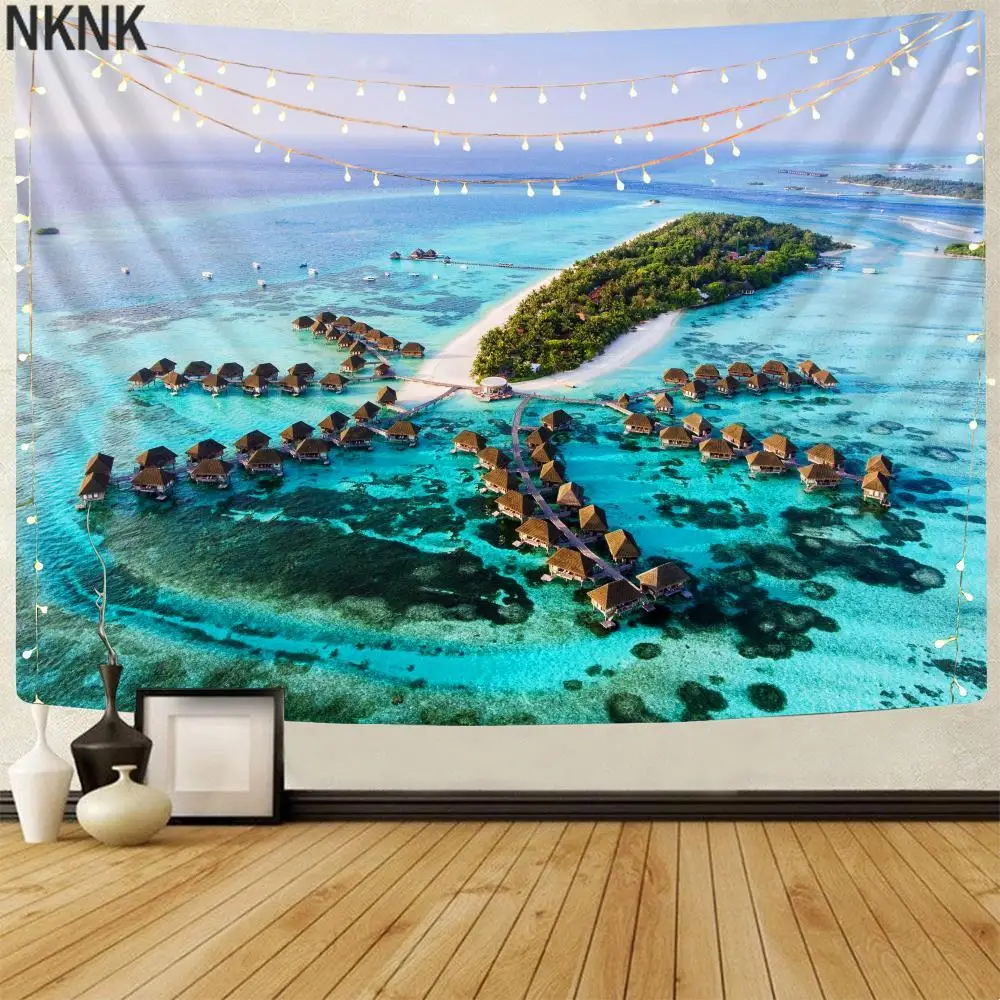 

NKNK Brand Beach Tapestry Houses Wall Tapestry Creativity Rug Wall Landscape Tenture Mandala Wall Hanging Mandala Witchcraft New