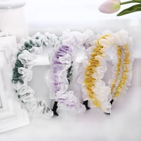 yarn solid hairband for women hair accessories fresh sweet headband girls korean accordion folds fashion head wrap wholesale