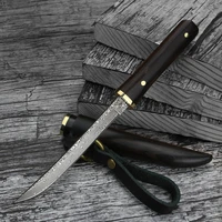 damascus knife vg10 steel knife integrated straight knife high hardness small knife fixed blade knife collection knife