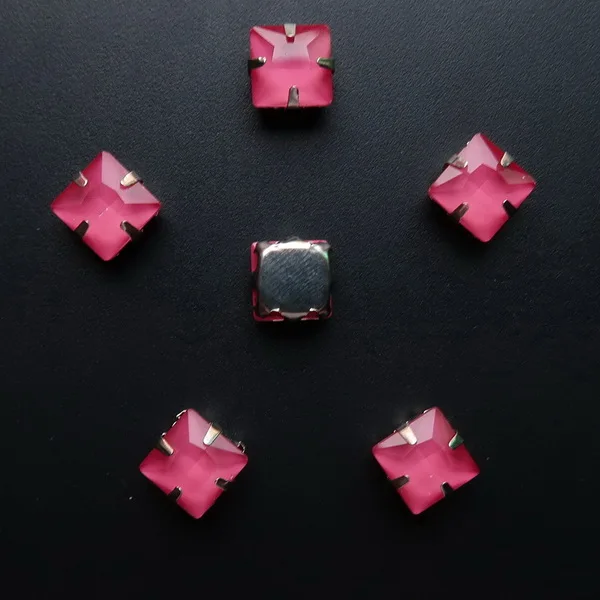 A24 Incarnadine pink Милый Серебряный металлический коготь 50 шт/п желе конфеты и AB цвета стекло кристалл 8 мм квадратной формы пришить стразы свадебное платье diy отделка - Цвет: A24 Incarnadine pink