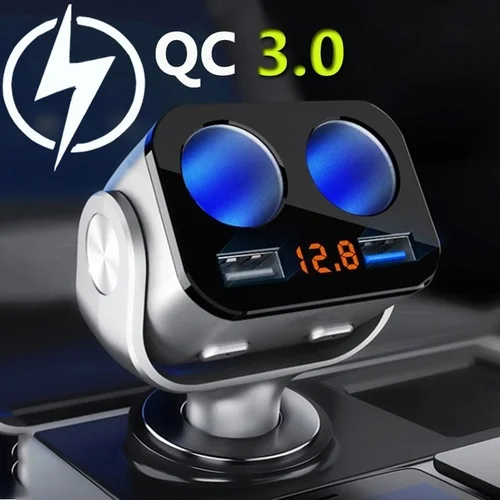 

Адаптер для автомобильного прикуривателя QC3.0, 2 порта USB, разветвитель, автомобильное зарядное устройство, 2 в 1, автомобильные аксессуары
