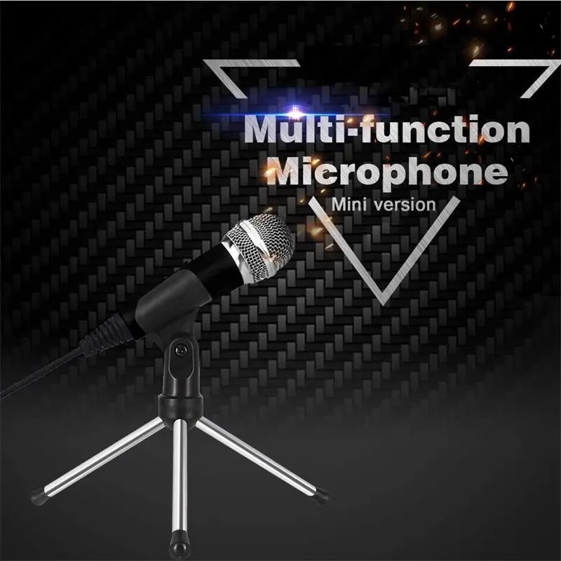Кардиоидный мини микрофон для караоке с подставкой ПК Youtube игровой записи 3 5 мм