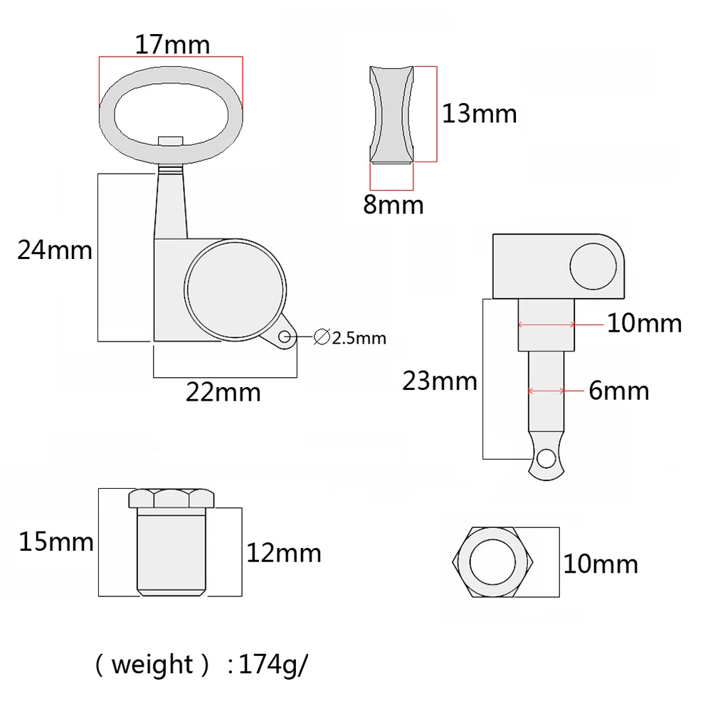 GC204A 3R3L полые гирлянды для гитары колышки встроенной тюнинга ключа тюнеры с